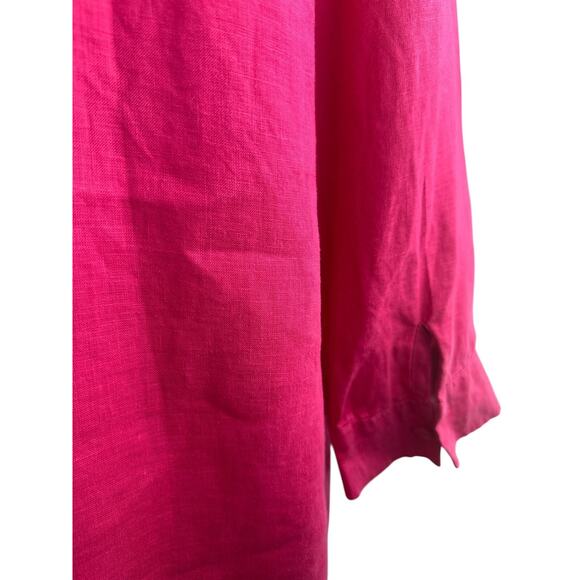 Chico's 100% Linen No Iron Button Up Shirt Pink Women's Size 3 XL 16 Lagonlook - Picture 9 of 16
